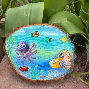 Colorful Ocean-Themed Wood Art